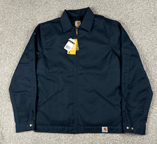 Carhartt Twill Work Jacket Mens Medium Blue Full Zip Quilt Lined J293 NVY