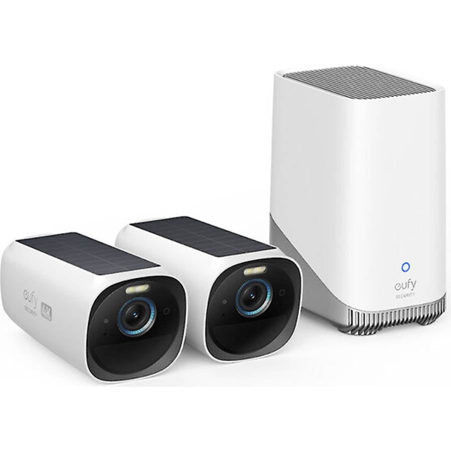 eufy by Anker eufyCam 3 (2-Cam Kit) Wireless home security system with dual solar-powered 4K cameras and HomeBase 3