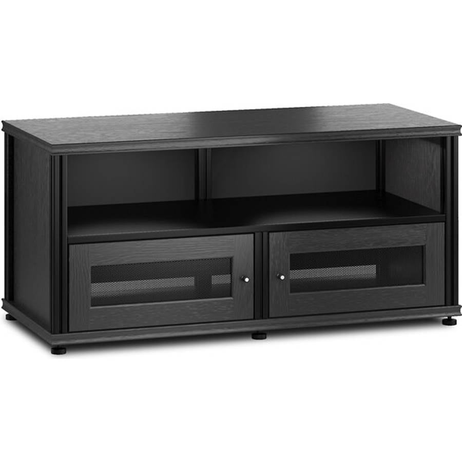 Salamander Designs Synergy System Twin 229 Audio/video cabinet with perforated metal door panels, for TVs up to 50" - Black Oak with Black Posts