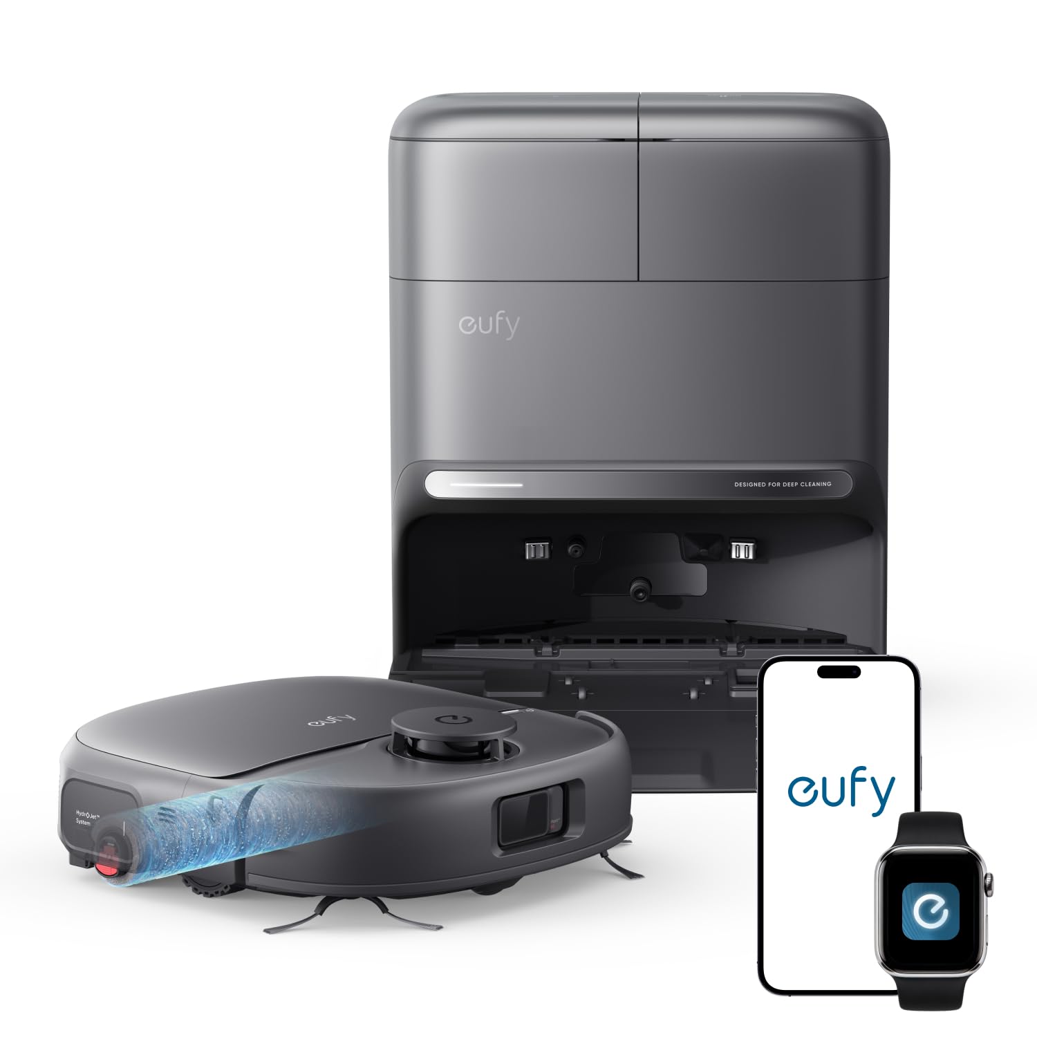eufy C28 2026 New Robot Vacuum and Mop Combo,15,000 Pa Suction, HydroJet Self Clean Roller Mop, Upgraded from X10 Pro, Zero-Tangle for Pet Hair, Auto Mop Washing&Drying, Self-Emptying&Refilling
